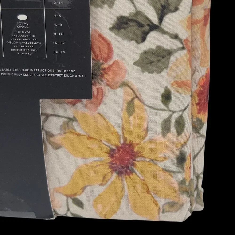 Nicole Miller Autumn Floral Tablecloth 60x84in Oblong‎ Multi